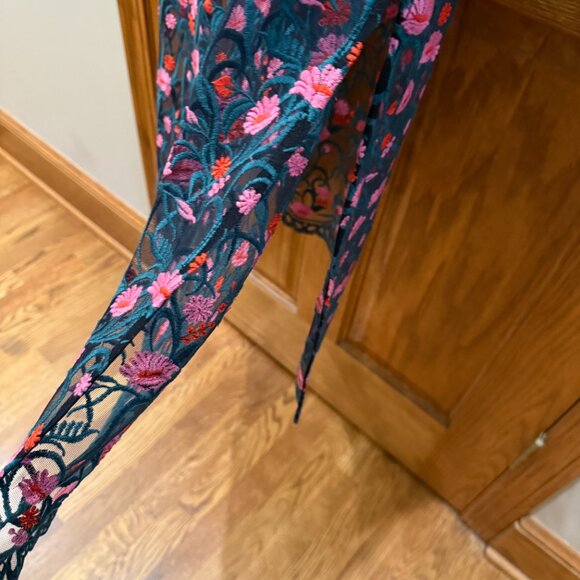 Anthropologie Moulinette Soeurs Sheer Floral Embroidered Dress SZ XL - Picture 7 of 9